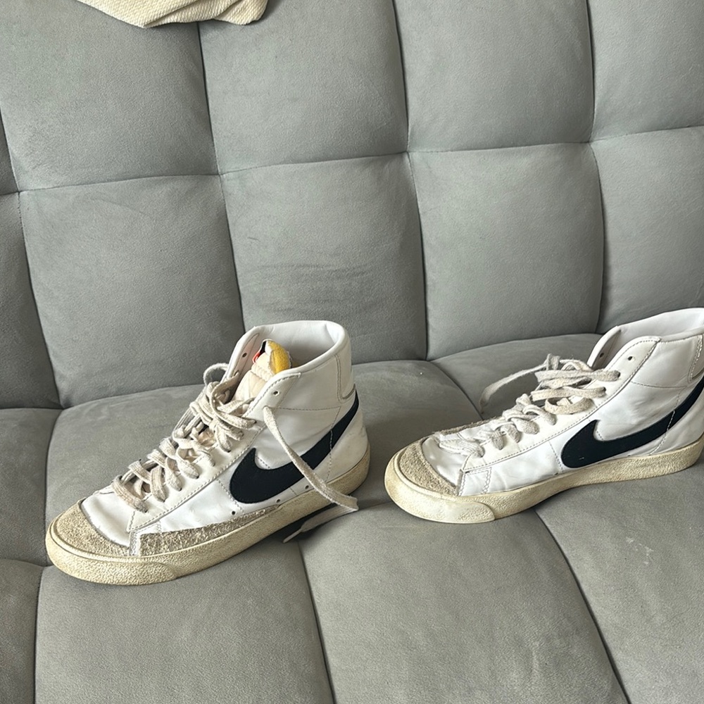 Nike White and Black High-Top Sneakers